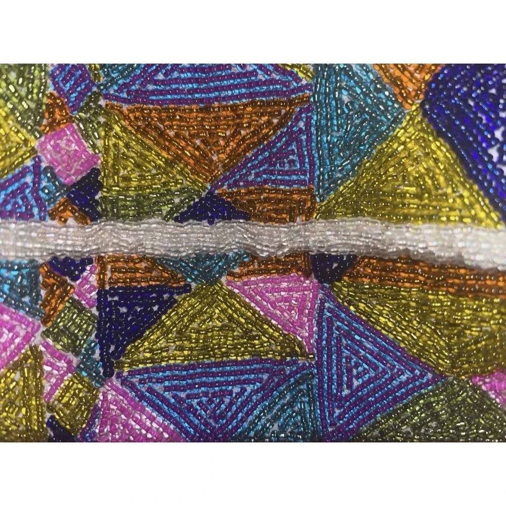 Vintage Neiman Marcus 70s Neon Beaded Designer Vintage Makeup Clutch Pouch